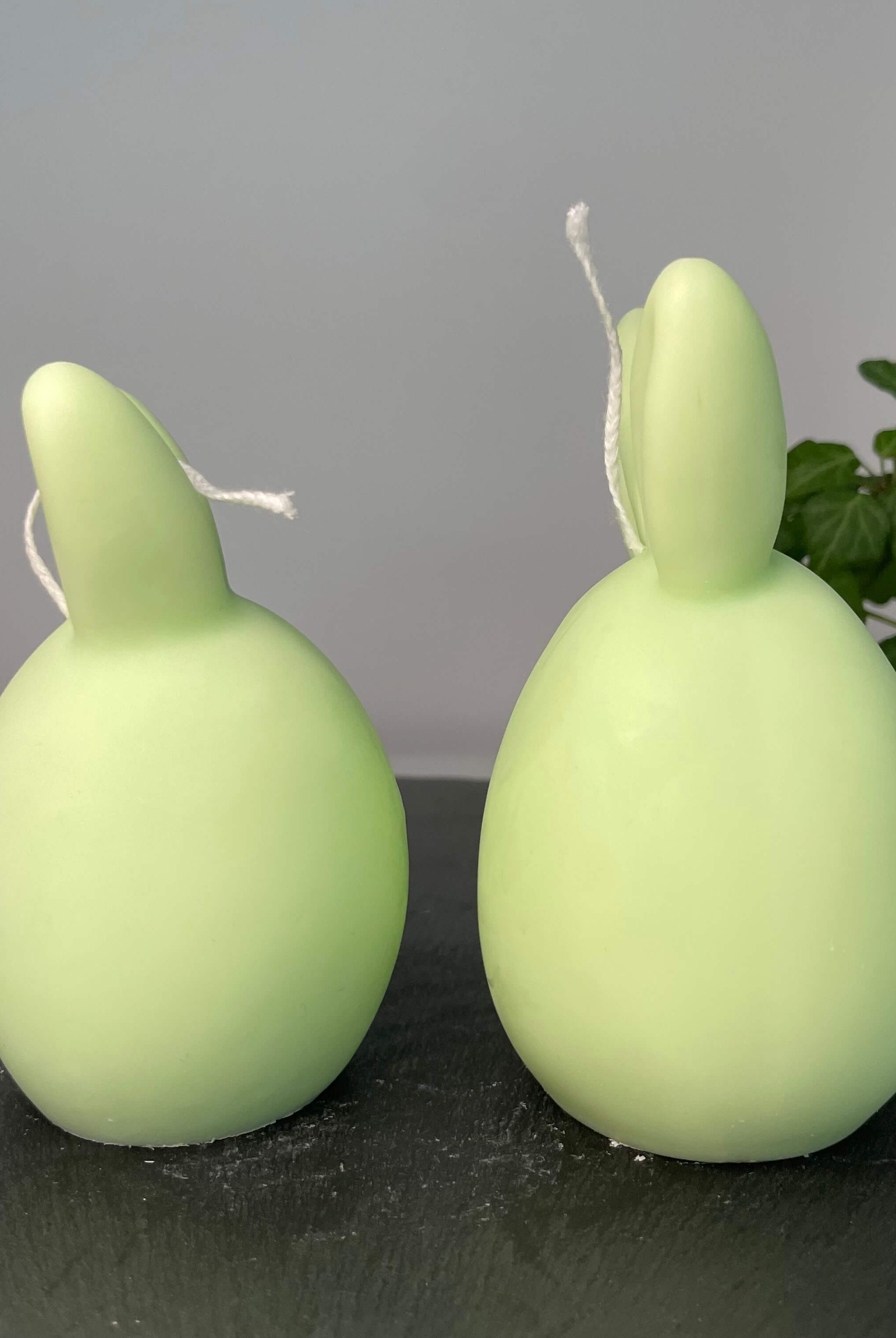 Hier sieht man unsere Bunny Breeze Easter Egg Kerzen. Mit ihrem Hasen und Osterei Design sind sie perfekt als Dekoration geeignet. Sie sehen elegant, ästhetisch und stilvoll aus. In Hellgrün.