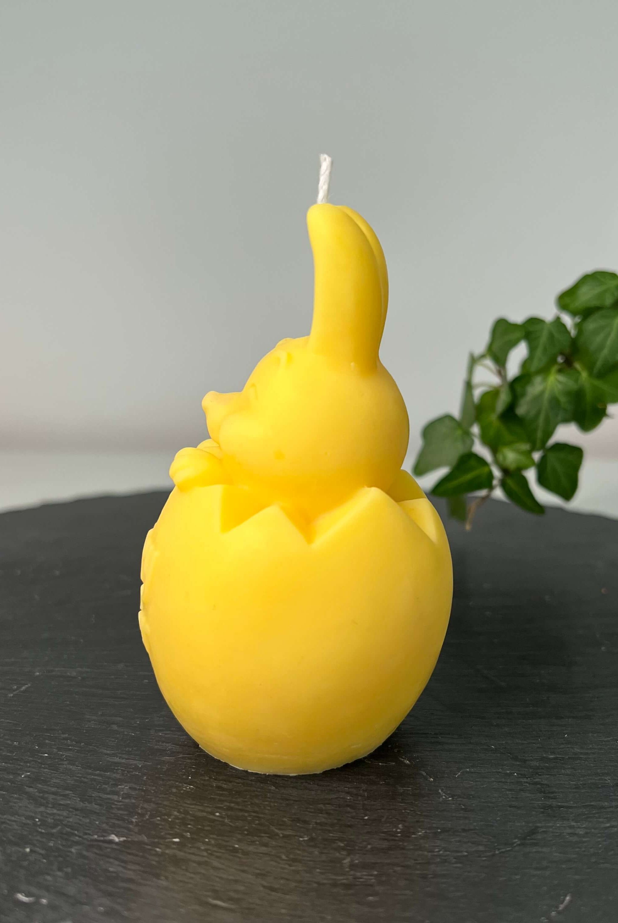 Hier sieht man unsere Easter Jubilee Bunny Kerze. Sie ist perfekt als Dekoration geeignet mit ihrem Hasen und Osterei Design. Sie sieht elegant und ästhetisch aus. Handgemacht aus hochwertigem Sojawachs. In gelb.