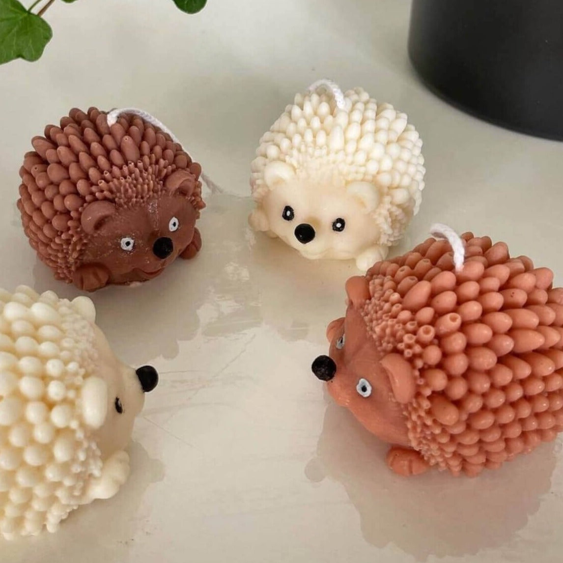 Hier sieht man unsere Hedgehog Enchantment Kerzen. Diese Igel Kerzen sind perfekt als Dekoration geeignet. Sie sehen elegant und ästhetisch aus.