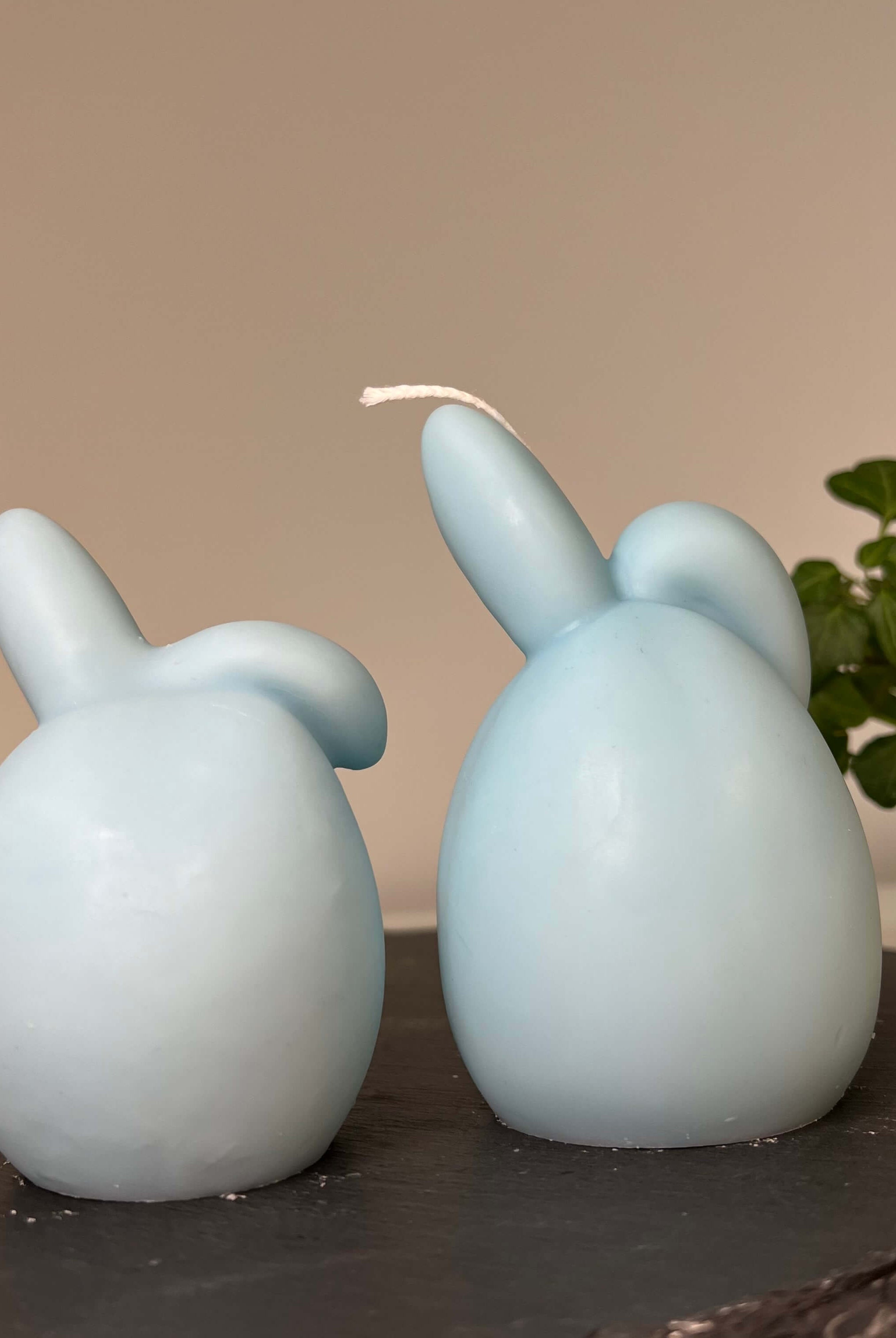 Hoppy Easter Egg Kerzen. Sie sind in verschiedenen Düften erhältlich. Die Düfte haben einen angenehmen und beruhigenden Geruch. Perfekt für entspannte Tage und Osterfeiertage. In Hellblau.