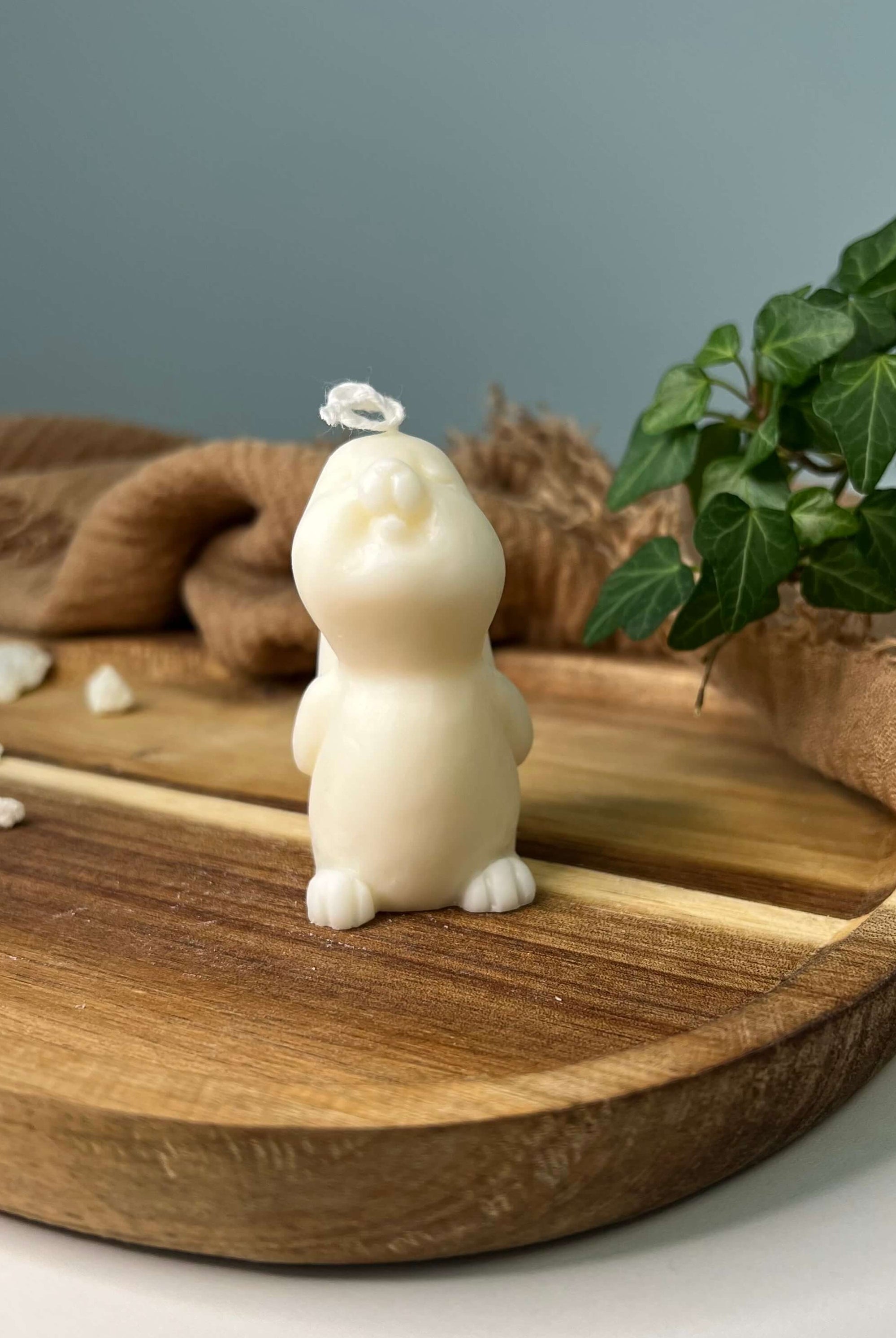 Auf diesem Bild sieht man unsere Mystic Meadow Bunny Light Kerze. Sie ist perfekt als Dekoration geeignet mit ihrem eleganten und ästhetischem Aussehen. Ein wahrliches einzigartiges Unikat.