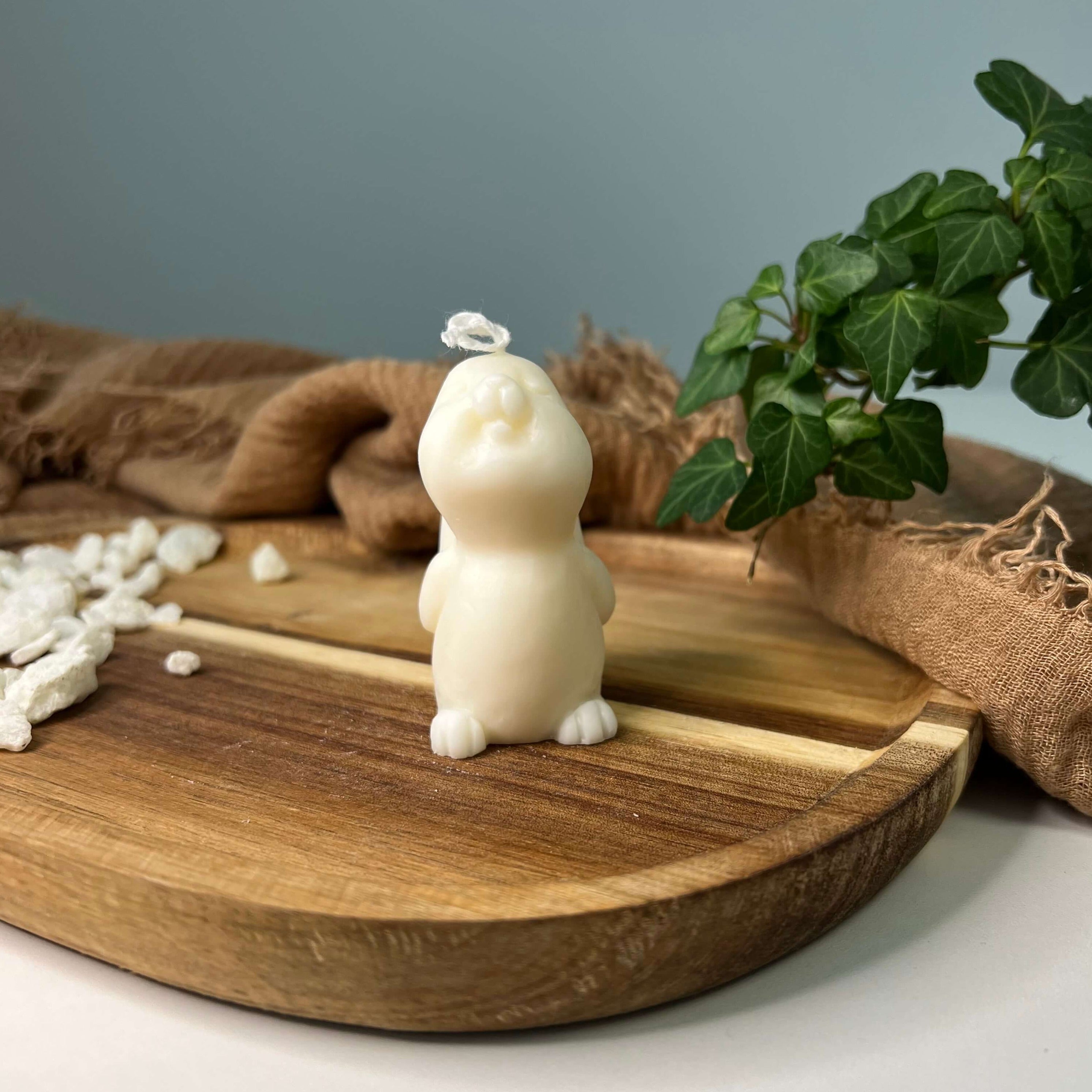 Auf diesem Bild sieht man unsere Mystic Meadow Bunny Light Kerze. Sie ist perfekt als Dekoration geeignet mit ihrem eleganten und ästhetischem Aussehen. Ein wahrliches einzigartiges Unikat.