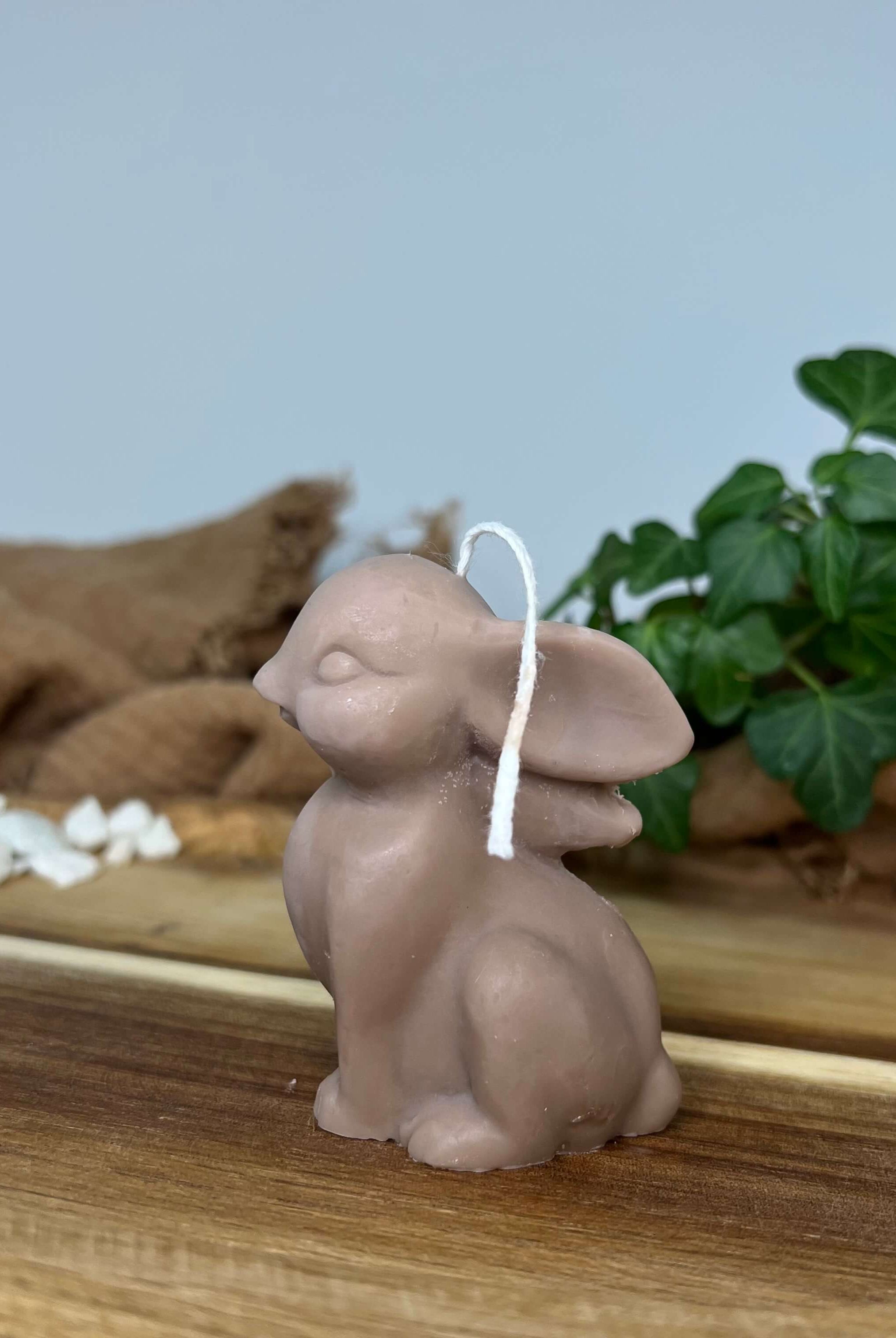 Hier sieht man unsere Sitting Bunny Zenlight Kerze. Diese Kerze in Hasen Design ist perfekt als Dekoration geeignet. Sie ist elegant, ästhetisch und stilvoll. Zudem ist sie handgefertigt aus Sojawachs. In der Farbe Braun.