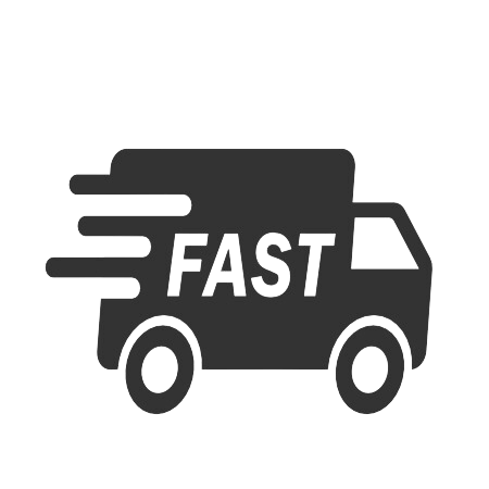 Hier sieht man ein Truck auf dem das Wort schnell steht. Dies zeigt unseren schnellen Versand an. Wir versenden unsere Ware direkt am selben Tag nach Bestelleingang. Die Versandzeit beträgt 1-3 Werktage.