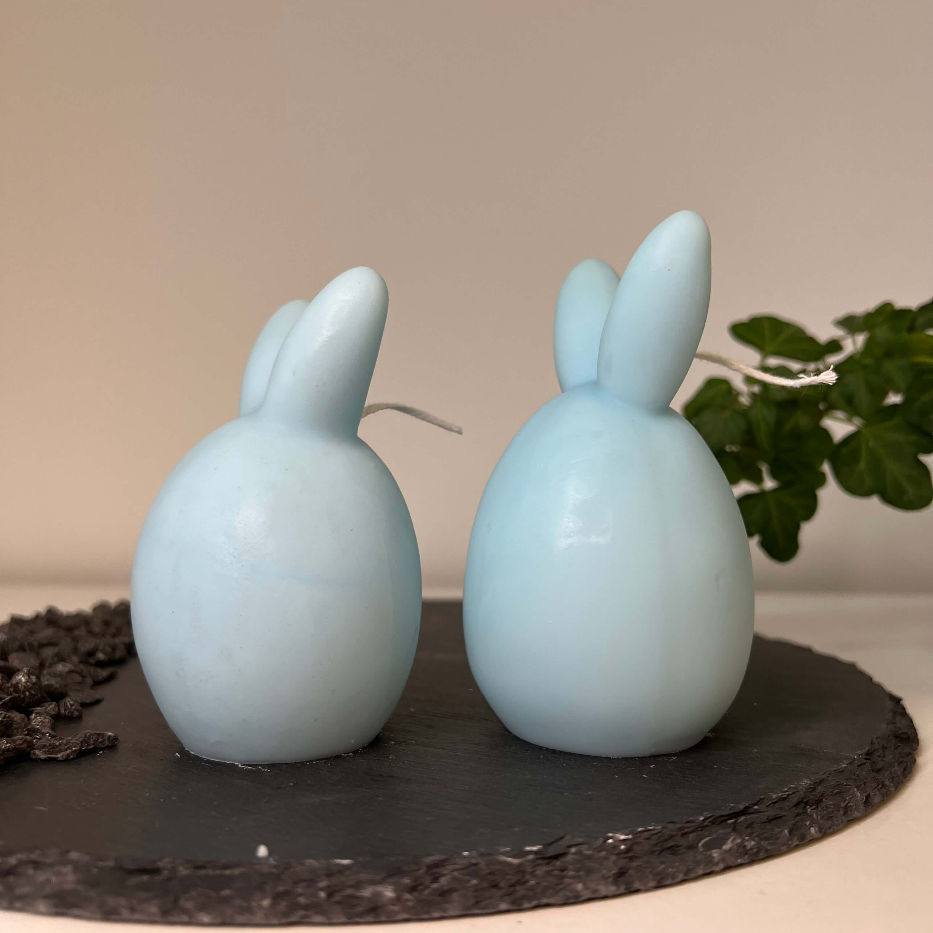 Unsere Bunny Breeze Easter Egg Kerzen sind mit ihrem Osterei und Hasen Design perfekt als Ostergeschenk und Gastgeschenk geeignet. Sie sind aus hochwertigem Sojawachs handgefertigt. In Hellblau.