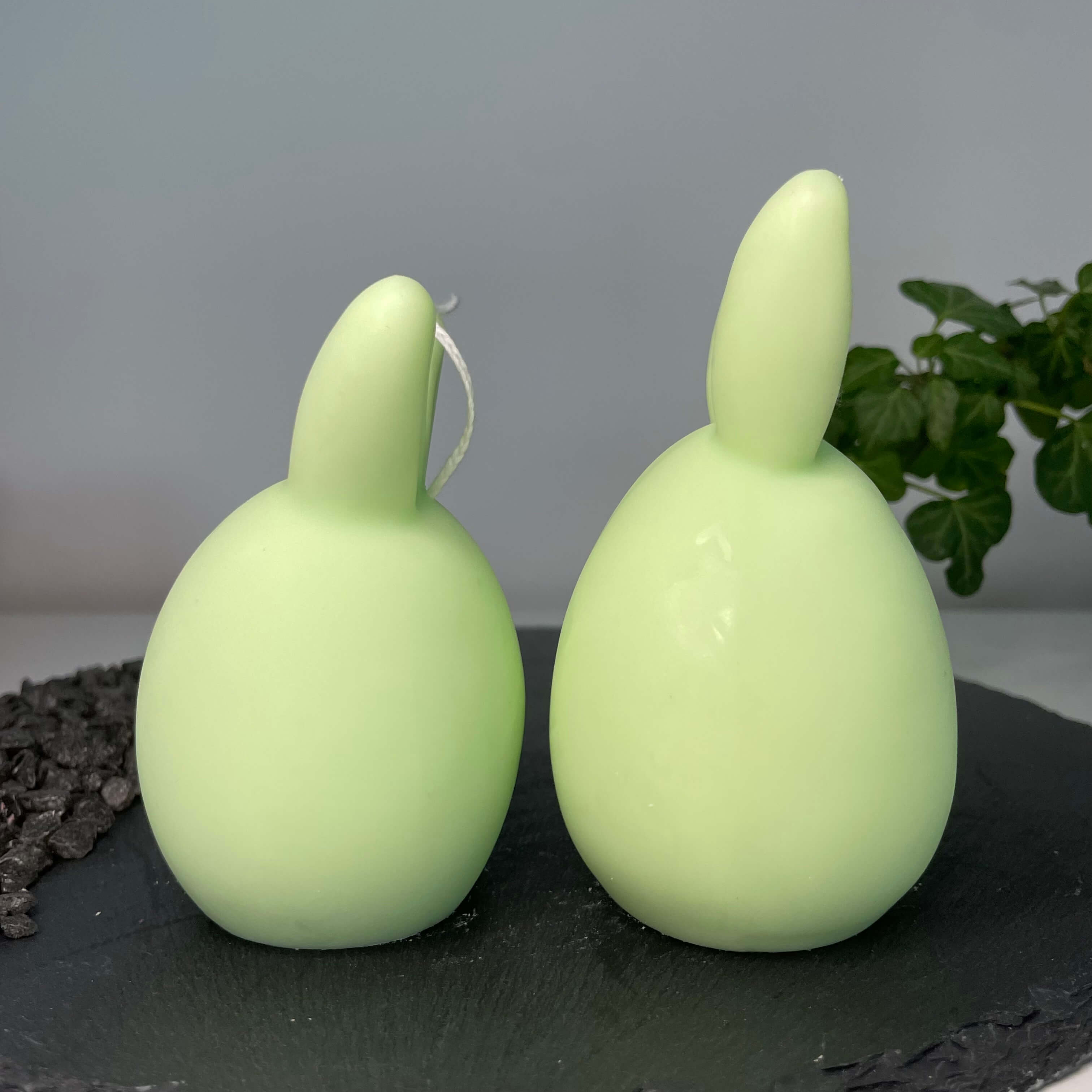 Unsere Bunny Breeze Easter Egg Kerzen sind mit ihrem Osterei und Hasen Design perfekt als Ostergeschenk und Gastgeschenk geeignet. Sie sind aus hochwertigem Sojawachs handgefertigt. In Hellgrün.