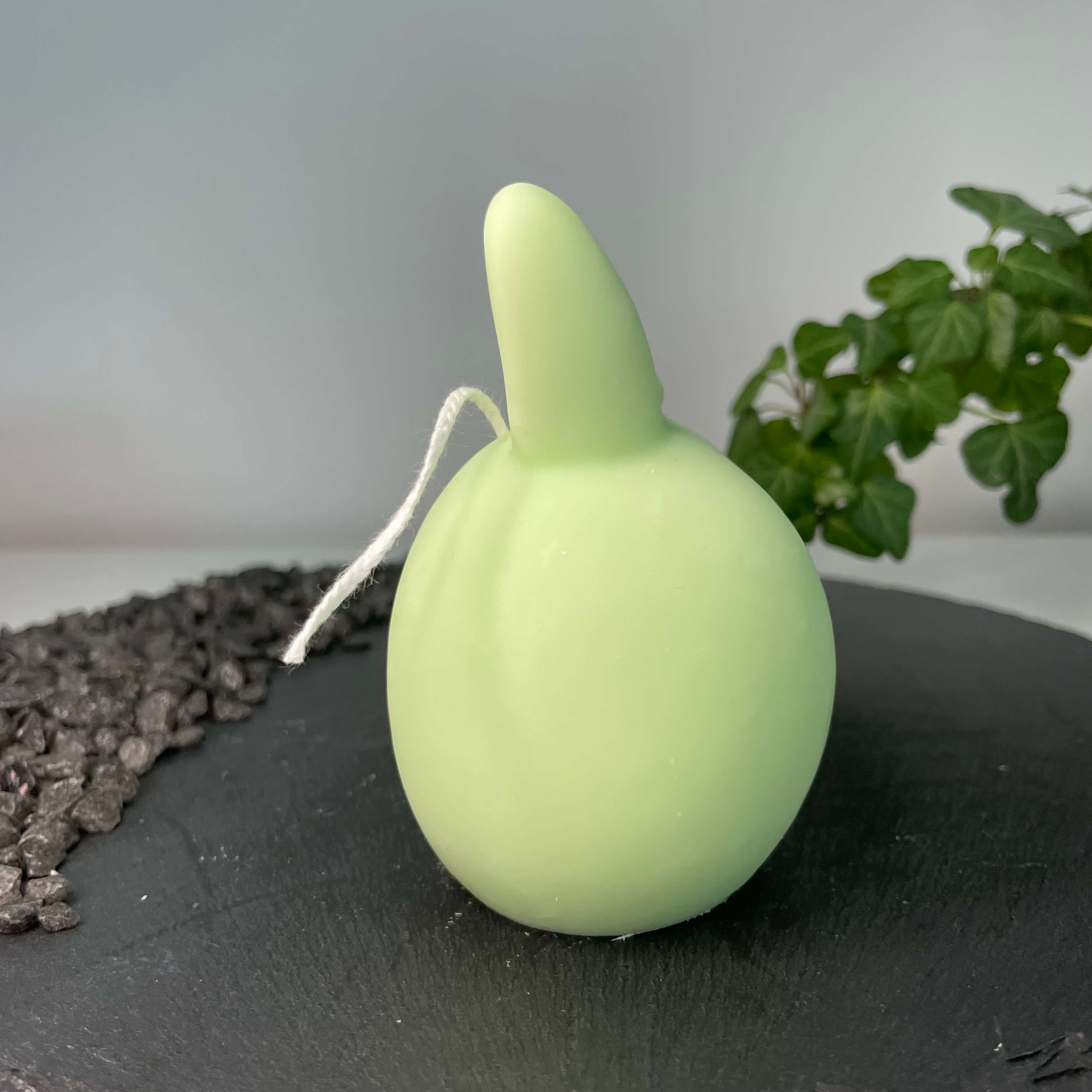 Hoppy Easter Egg Kerzen. Sie sind in verschiedenen Düften erhältlich. Die Düfte haben einen angenehmen und beruhigenden Geruch. Perfekt für entspannte Tage und Osterfeiertage. In Hellgrün.