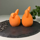 Unsere Hoppy Easter Egg Kerzen. Sie sind perfekt als Ostergeschenk und Osterkerze geeignet, dank ihrem Hasen und Osterei Design. In orange.