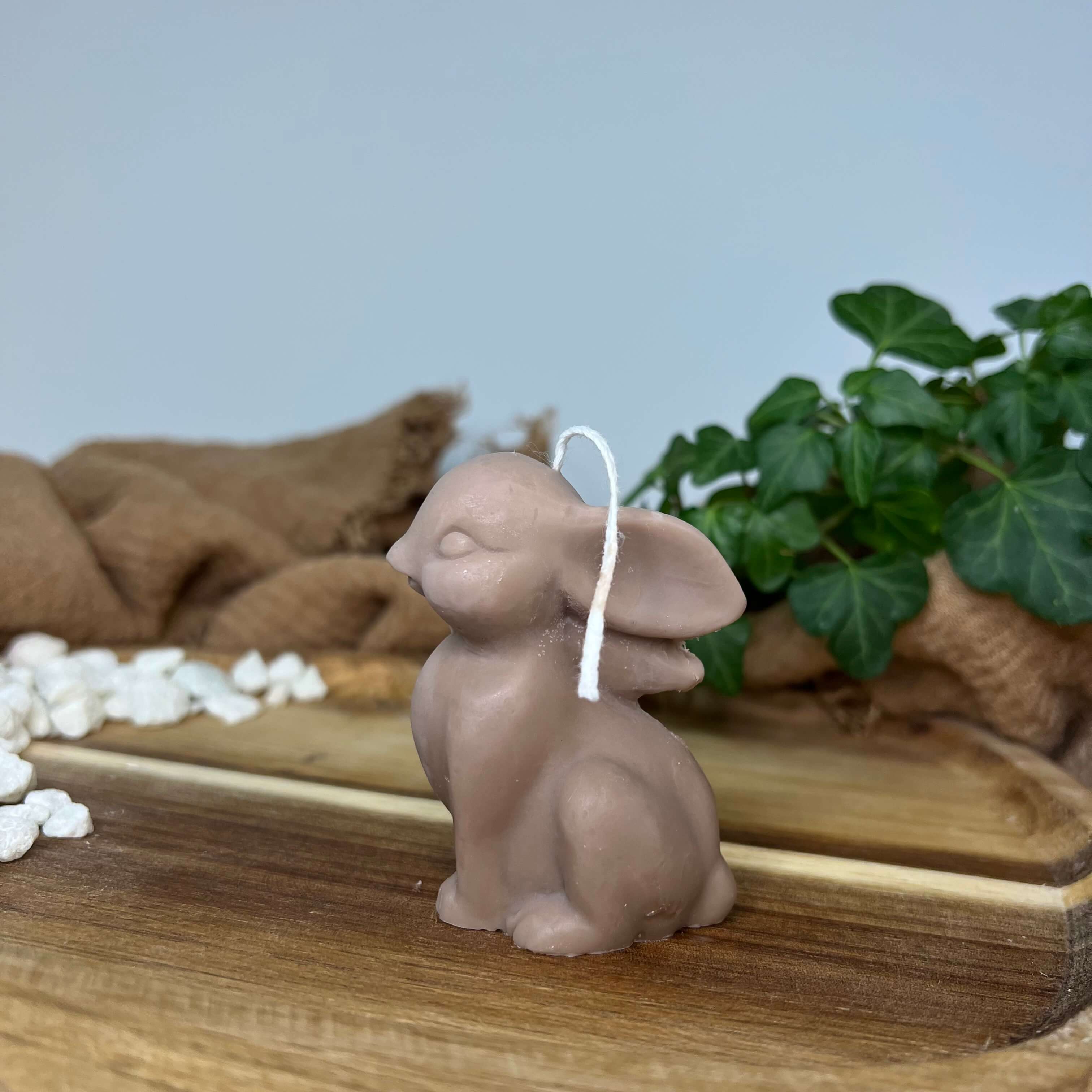 Hier sieht man unsere Sitting Bunny Zenlight Kerze. Diese Kerze in Hasen Design ist perfekt als Dekoration geeignet. Sie ist elegant, ästhetisch und stilvoll. Zudem ist sie handgefertigt aus Sojawachs. In der Farbe Braun.